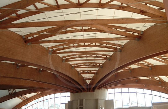 Laminated timber structure for swimming pools