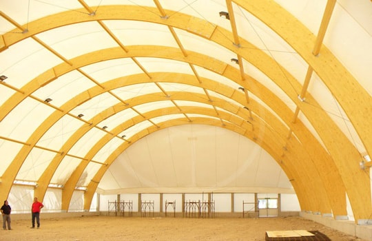 Gluelam wood tent structure