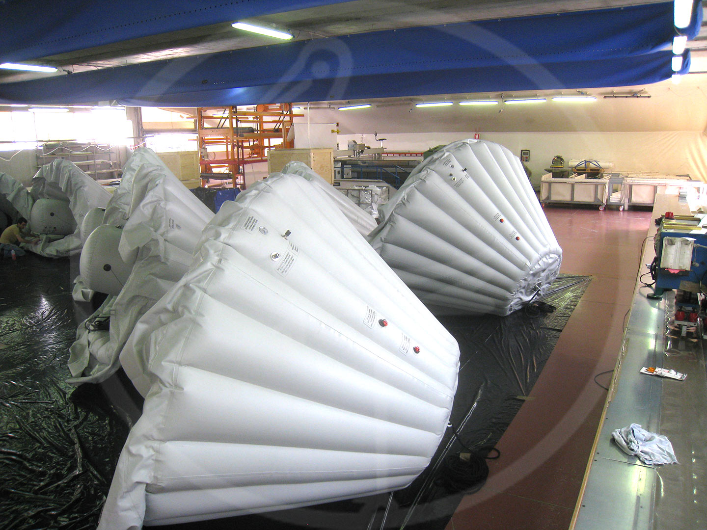 Inflatable protections detail for Ariane module New Guinea Base