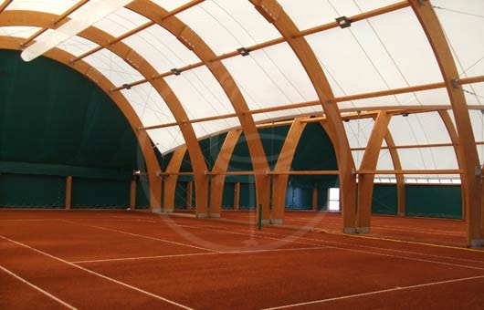 gluelam wooden structure with intersected arches